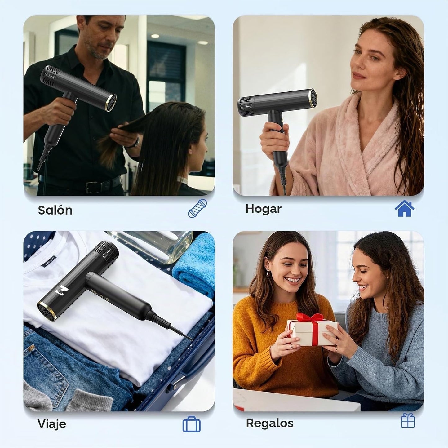 Nicebay Secador de pelo iónico con difusor para cabello rizado, mot...