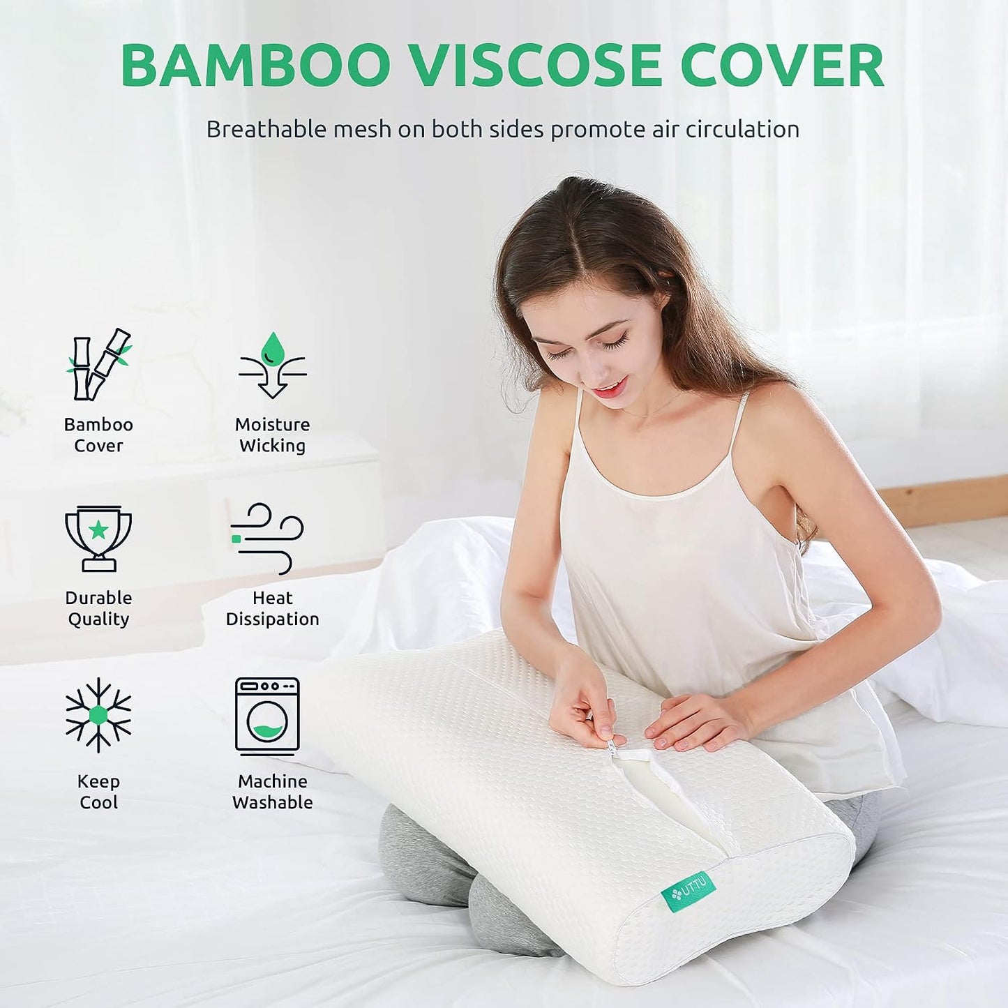 UTTU - Almohada cervical de espuma viscoelástica para aliviar la te...