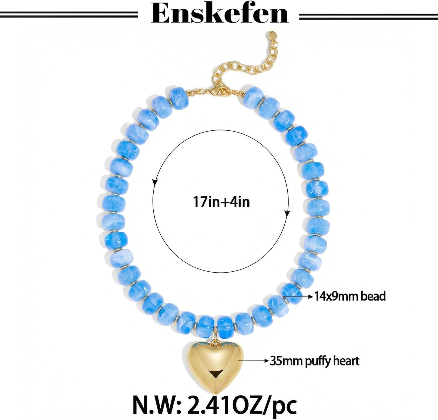 ENSKEFEN Collares con colgante de corazón dorado para mujer, collar...