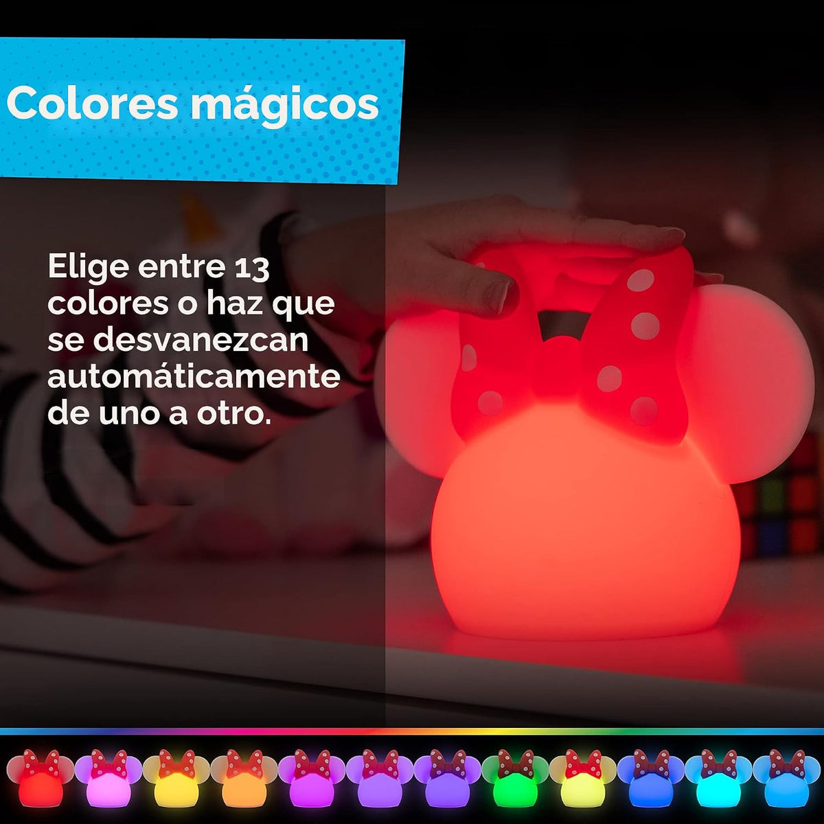 Disney Minnie Mouse Luz Squishy que Cambia de Color, Luz Nocturna p...