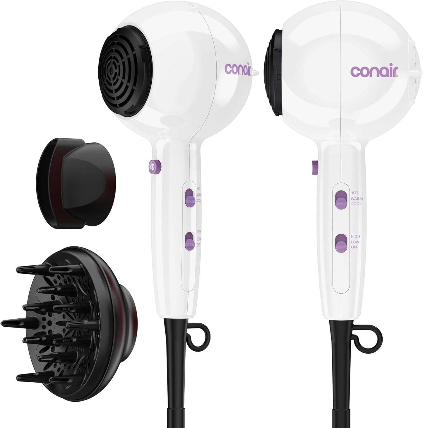 Conair Cake Pop - Secador de pelo con accesorios difusores y concen...