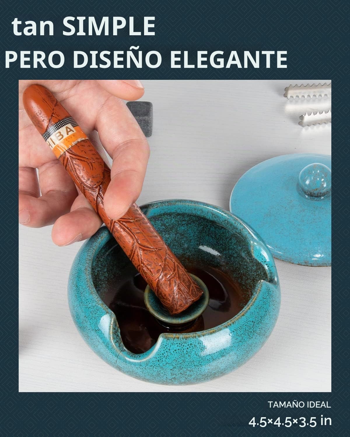Cenicero de cerámica con tapas, accesorios para puros, ceniceros al...