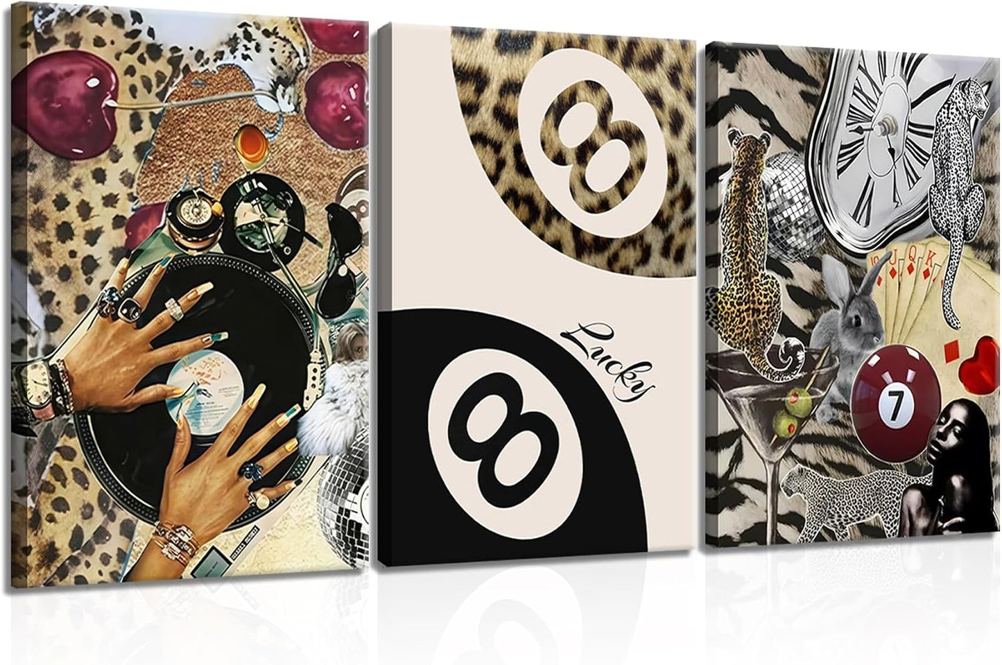 3 piezas de arte de pared de lona con diseño de leopardo moderno, d...