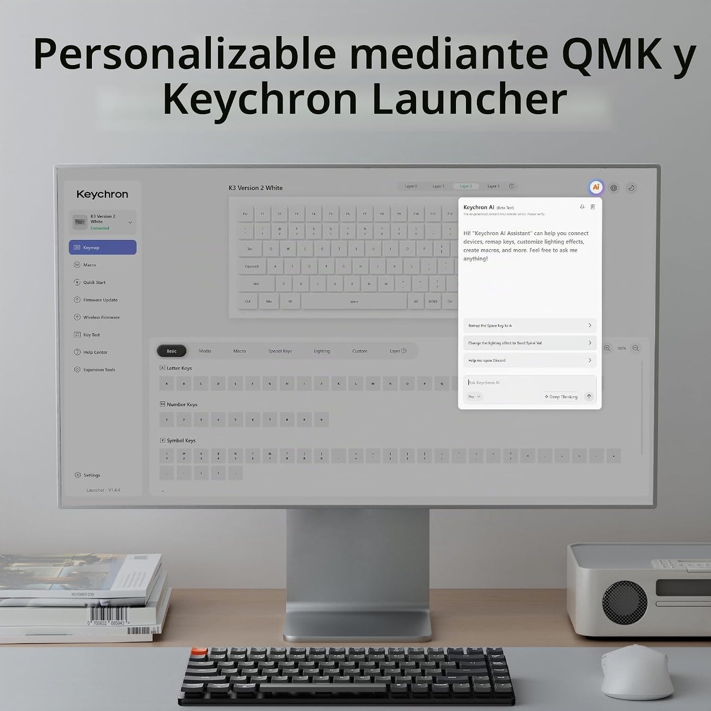 Keychron K3 Versión 2, Teclado mecánico inalámbrico Bluetooth\/USB...