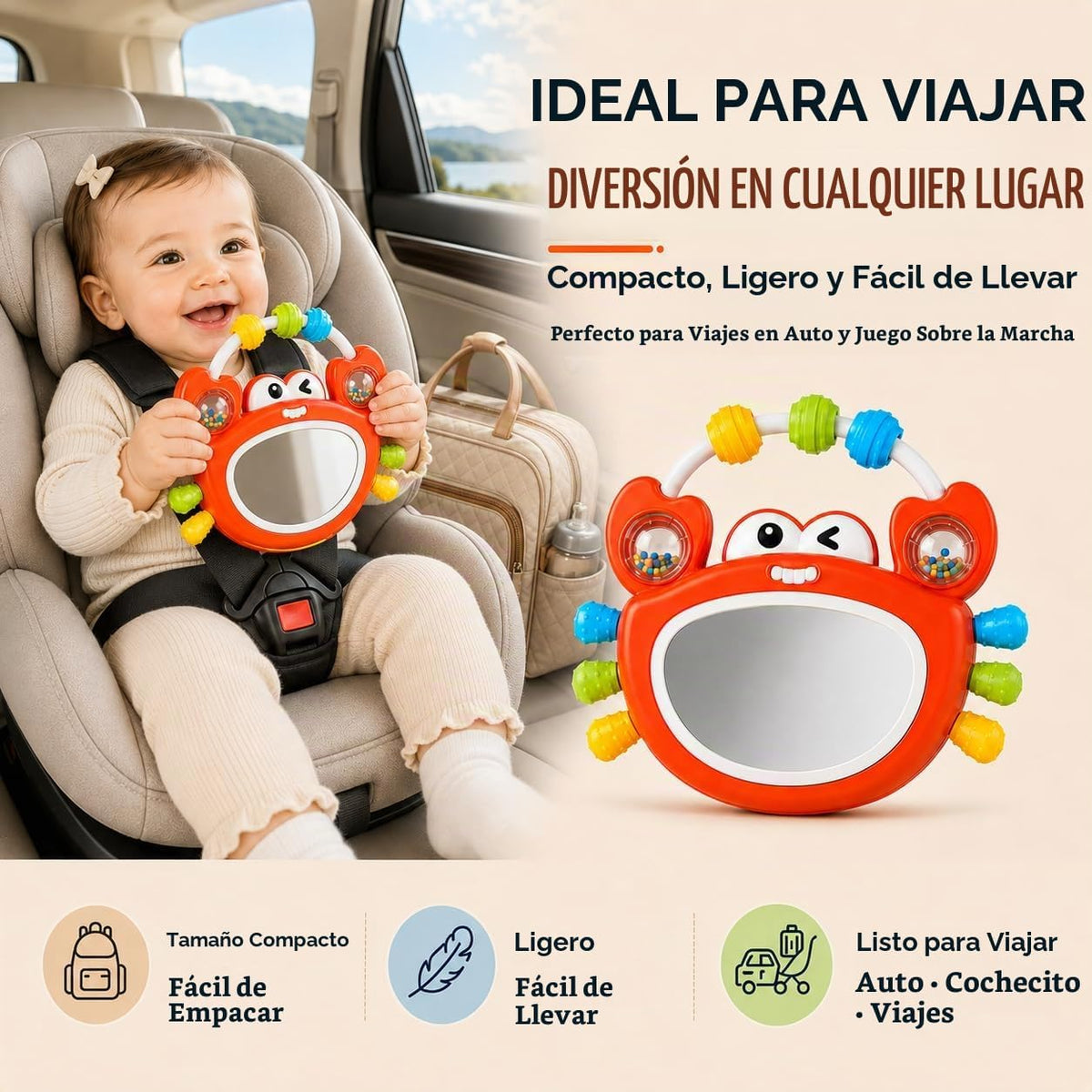 Juguetes para bebés de 0 a 12 meses, juguete de espejo para bebé co...