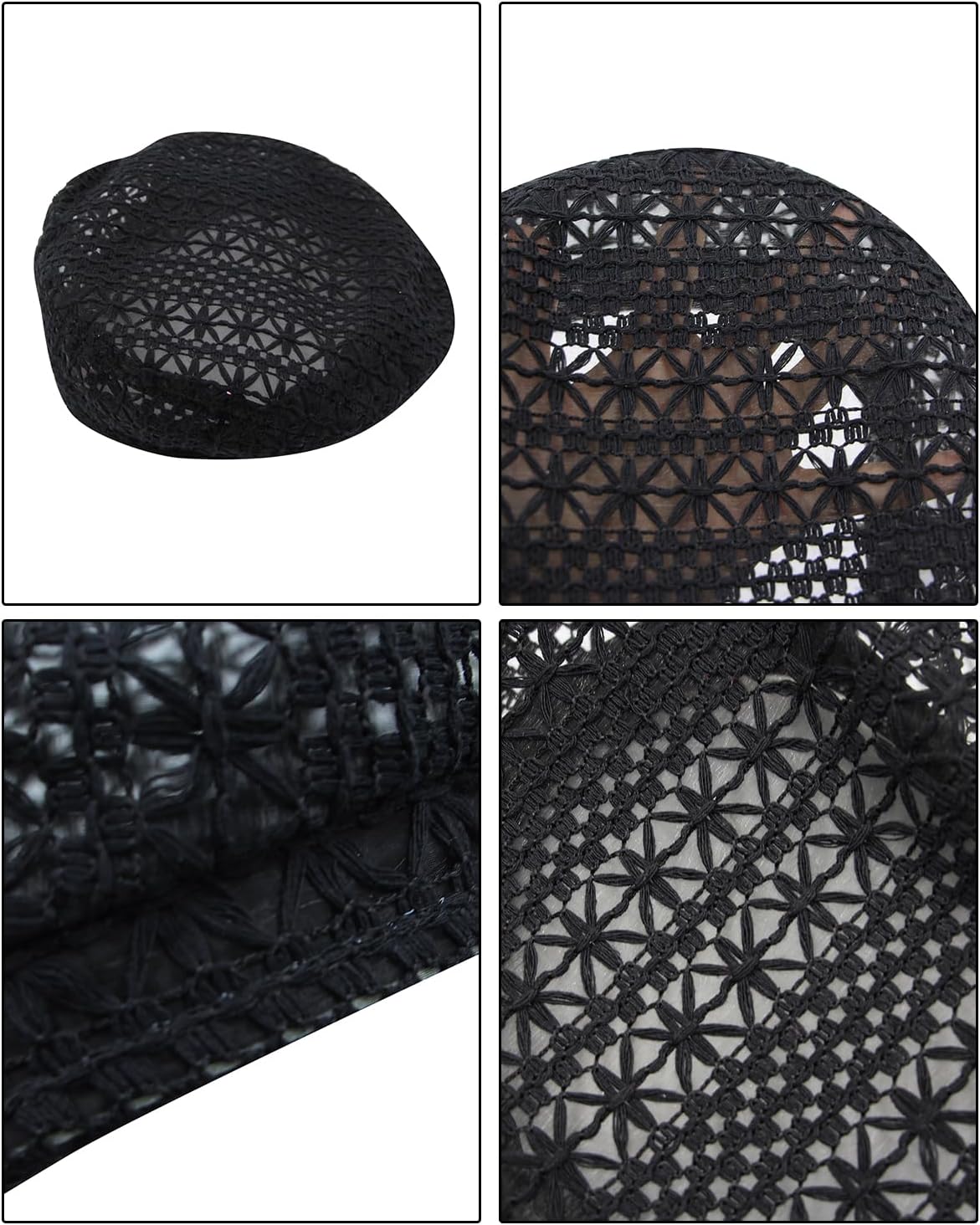 MOSSTYUS Boina ligera de encaje para mujer, diseño floral, transpir...
