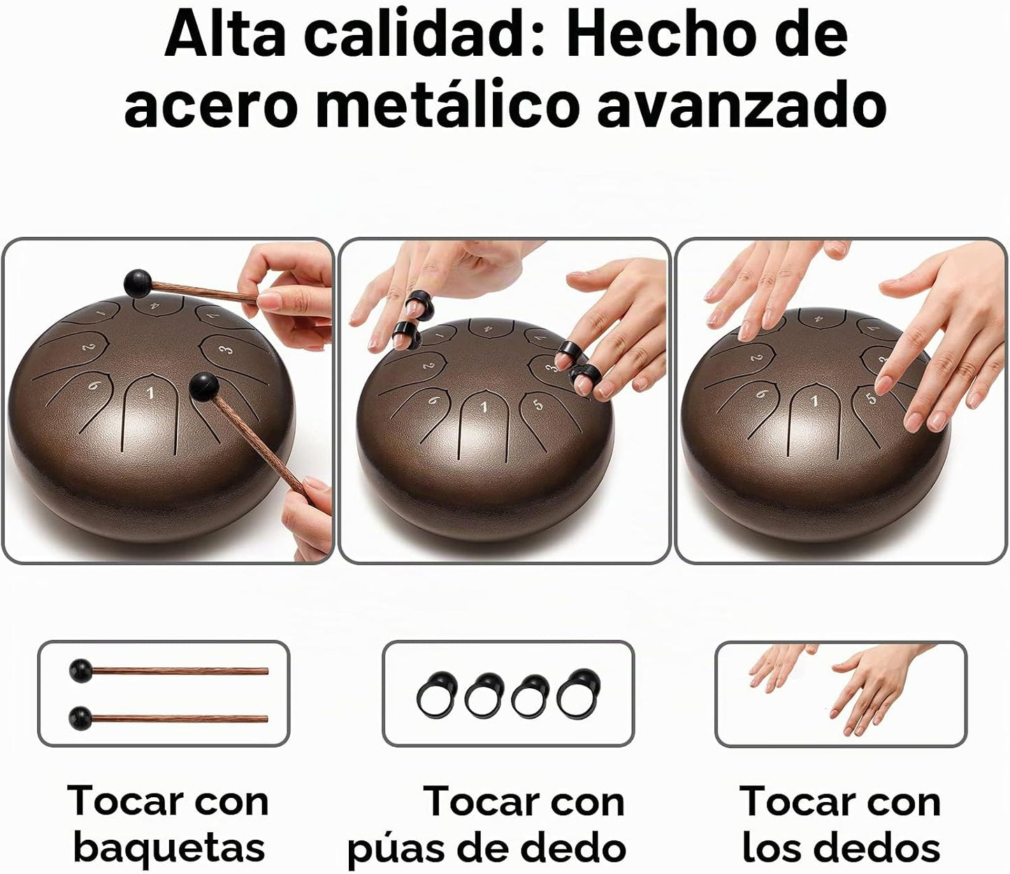 Lronbird - Tambor de lengüeta de acero de percusión, 8 notas de 6 p...