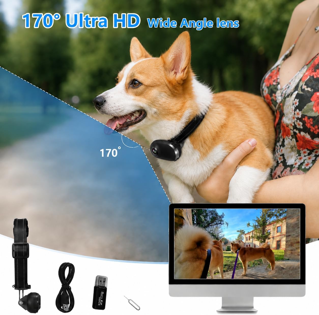 ehomful HD 1080P - Collar de cámara para gatos con grabación de vid...