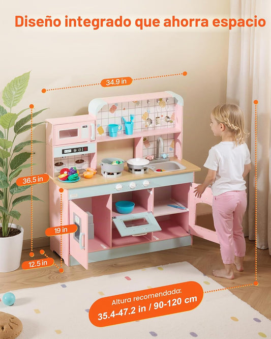 VEVOR Cocina de Juguete de Madera, Cocina de Juego para Niños con L...