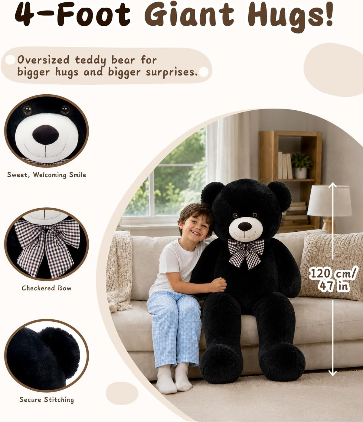 MaoGoLan Oso de peluche gigante de 47 pulgadas, regalo de felpa sua...