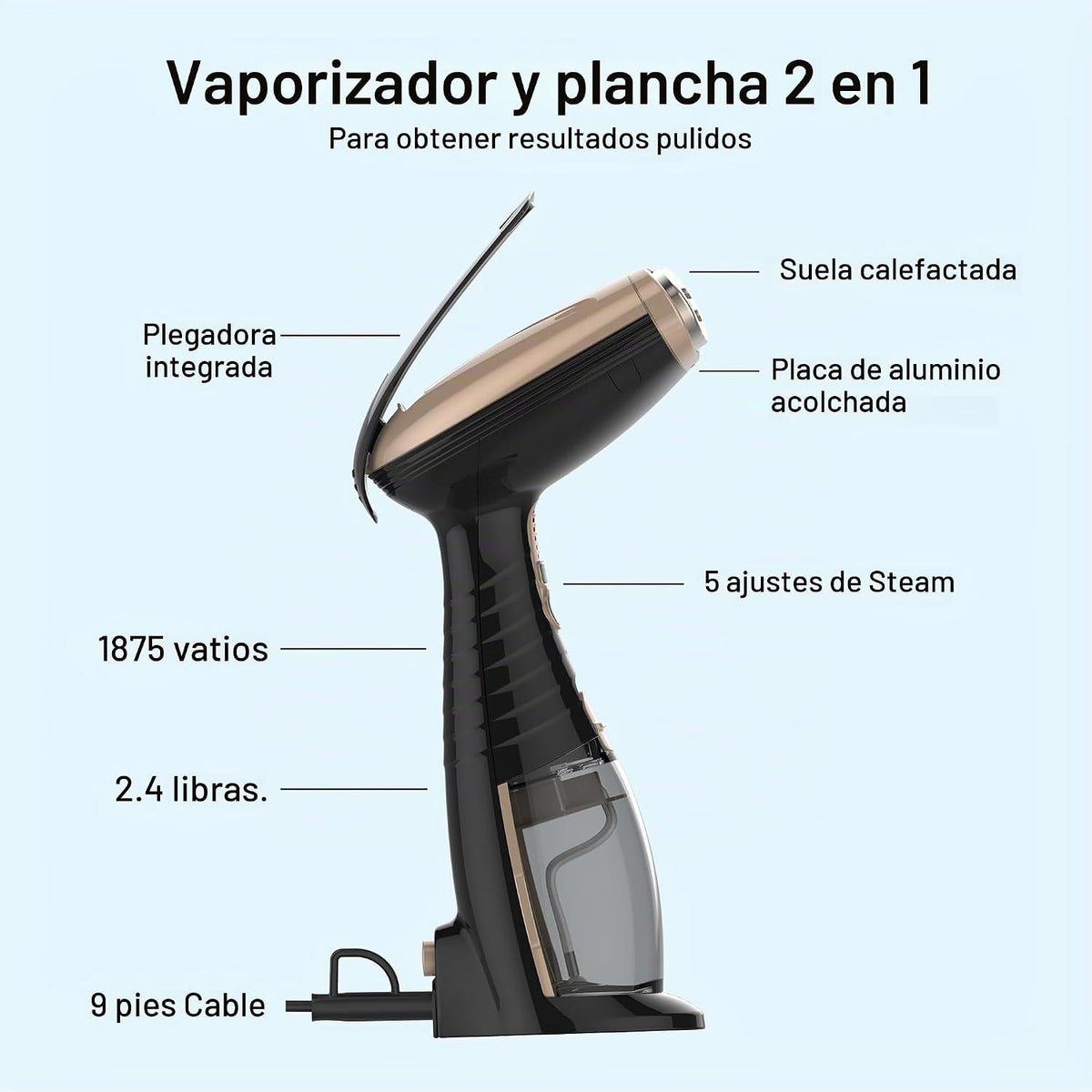Conair Vaporizador de mano para ropa y tapicería, 3 accesorios, neg...