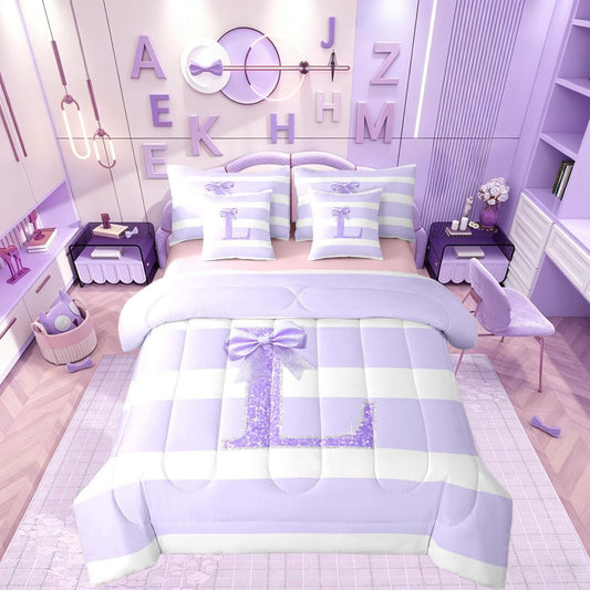 Erosebridal Juego de edredón de 7 piezas con diseño de letra L con...