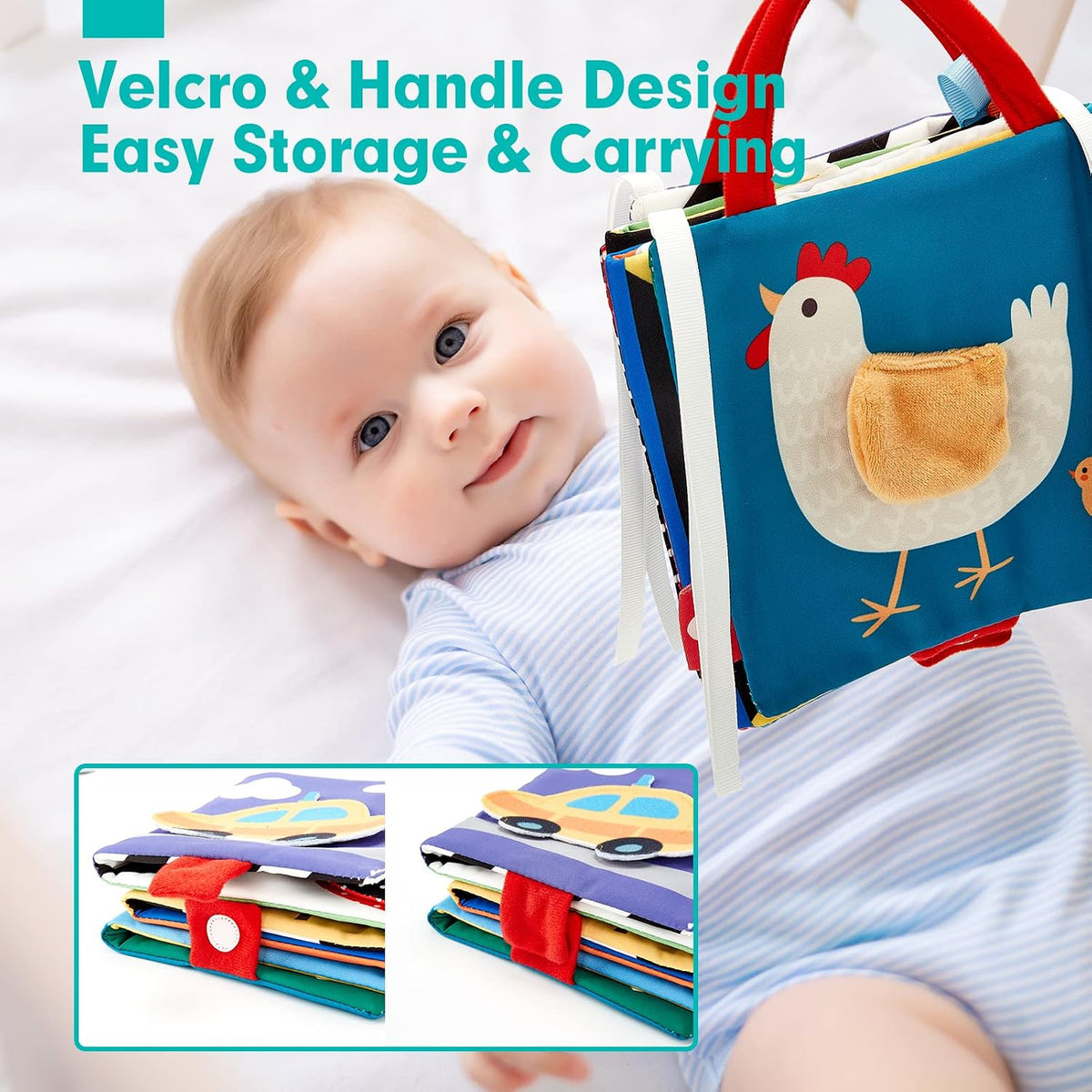 hahaland Baby Books Juguetes para recién nacidos de doble cara de a...