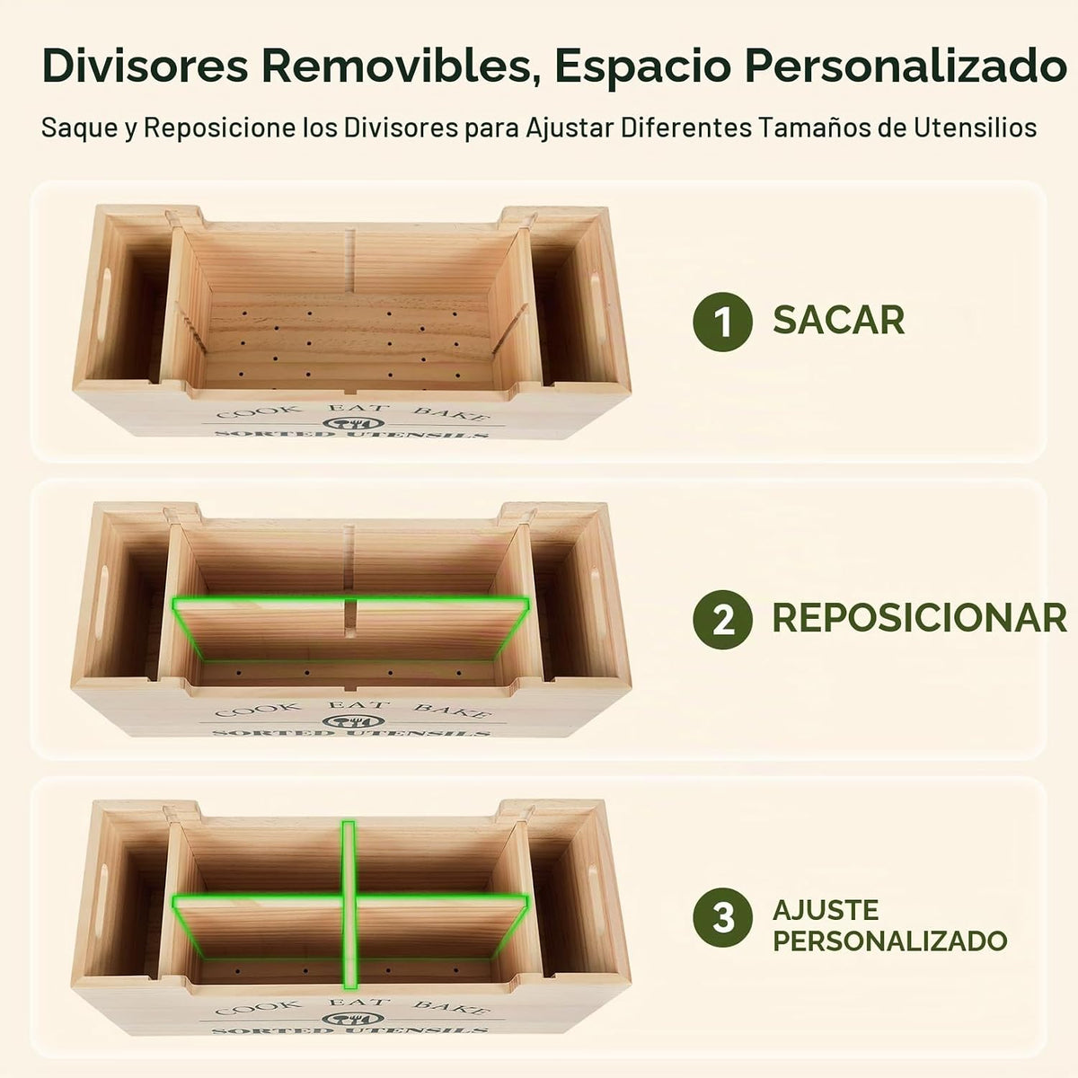 FOXHIVE Soporte extra grande para utensilios, 2 en 1, de madera de...