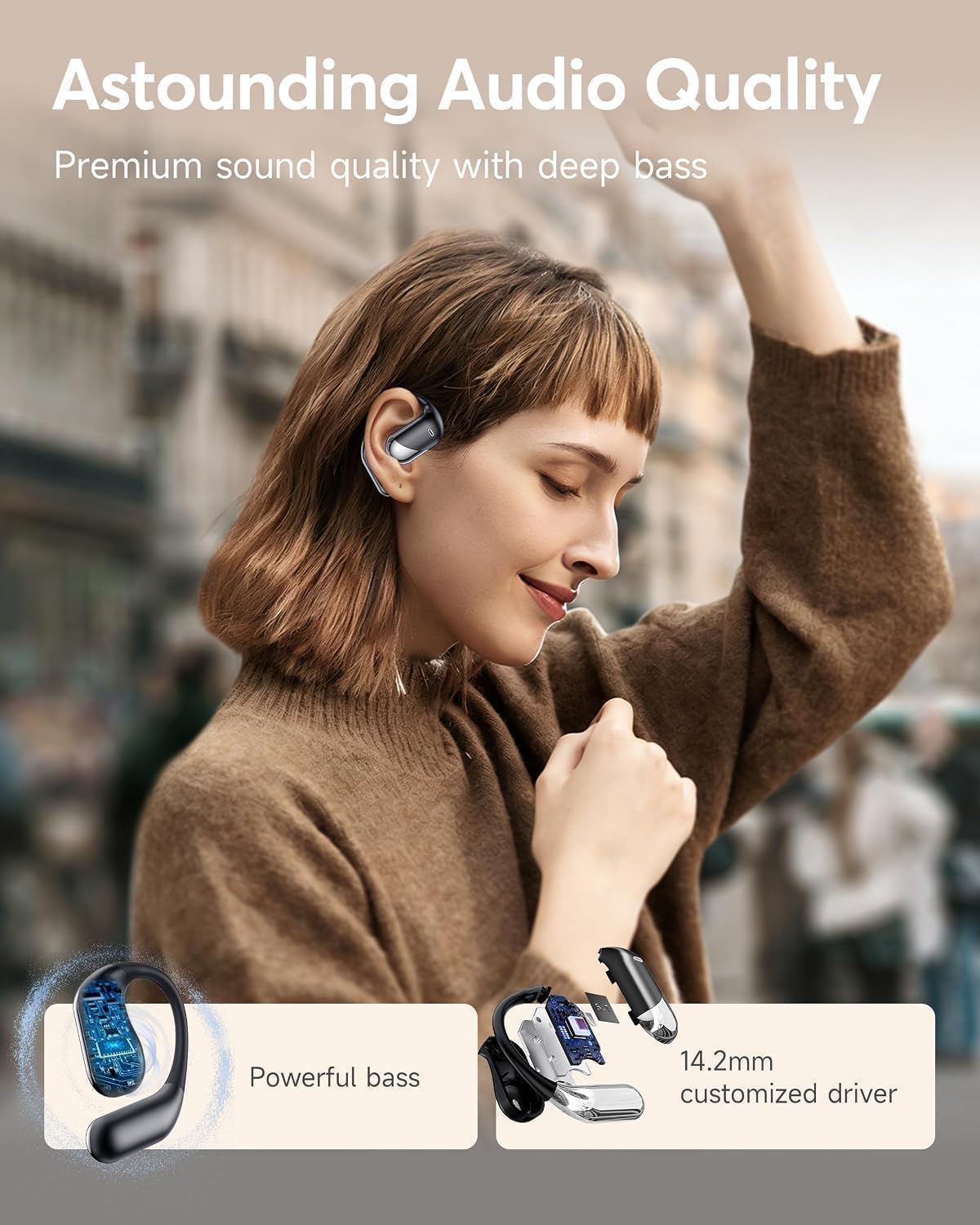 Auriculares ultra abiertos, auriculares Bluetooth de conducción óse...