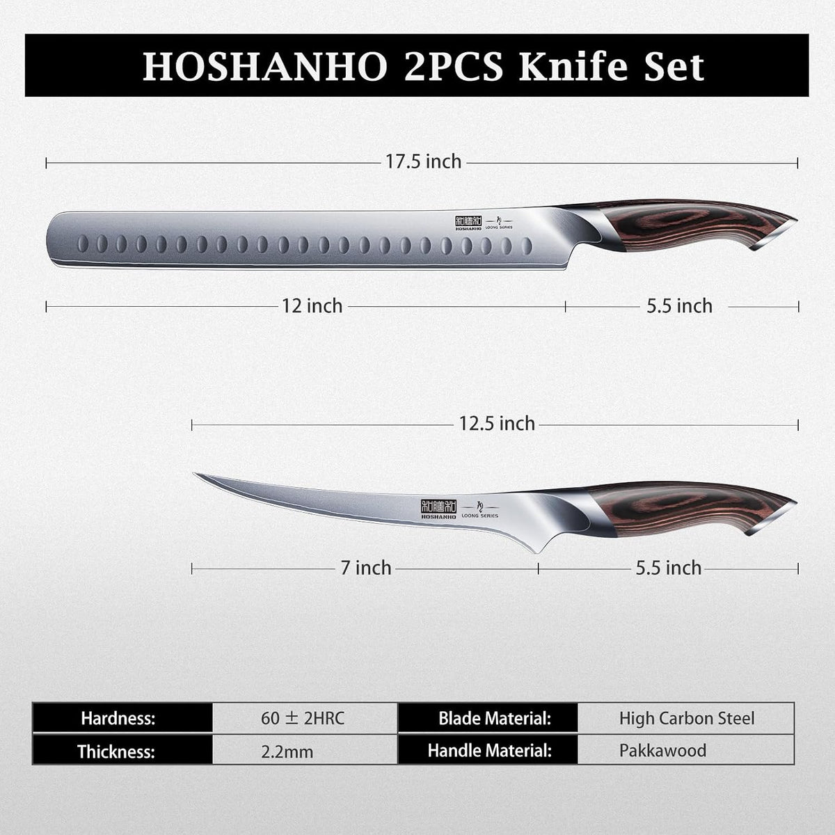 HOSHANHO Juego de cuchillos para tallar barbacoa, cuchillo para cor...