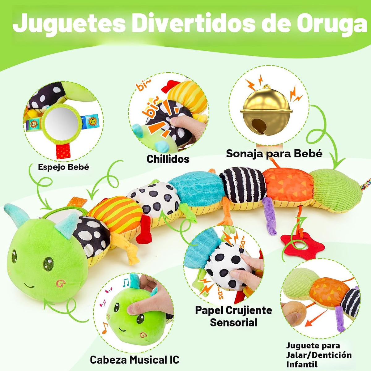 Juguetes sensoriales para bebés de 0 a 6 meses, animal musical de p...