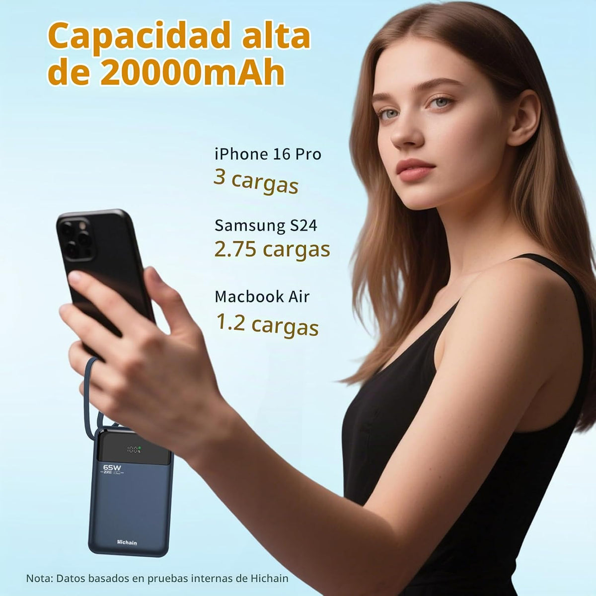 Hichain Laptop Power Bank 65W Cargador Portátil 20000mAh Azul | Car...