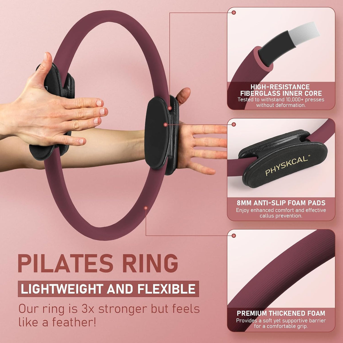 Kit de Pilates PhysKcal, anillo de pilates de 15 pulgadas con 1 bol...