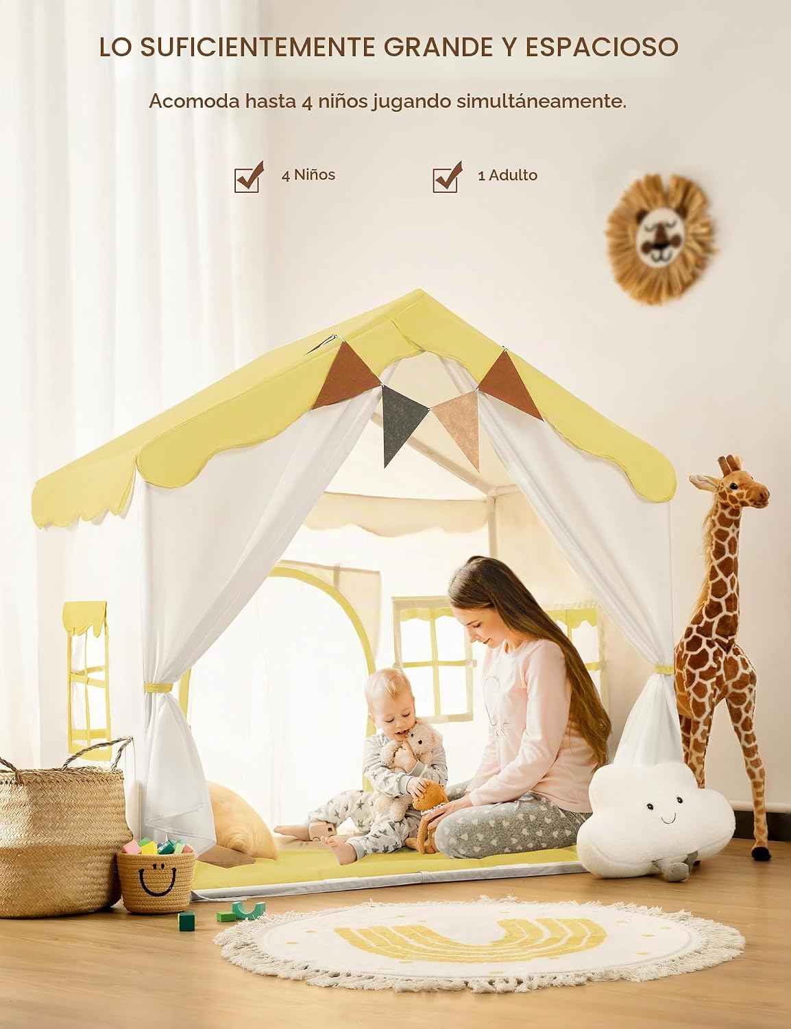 Besrey Tienda de campaña para niños 2 en 1 con alfombrilla acolchad...