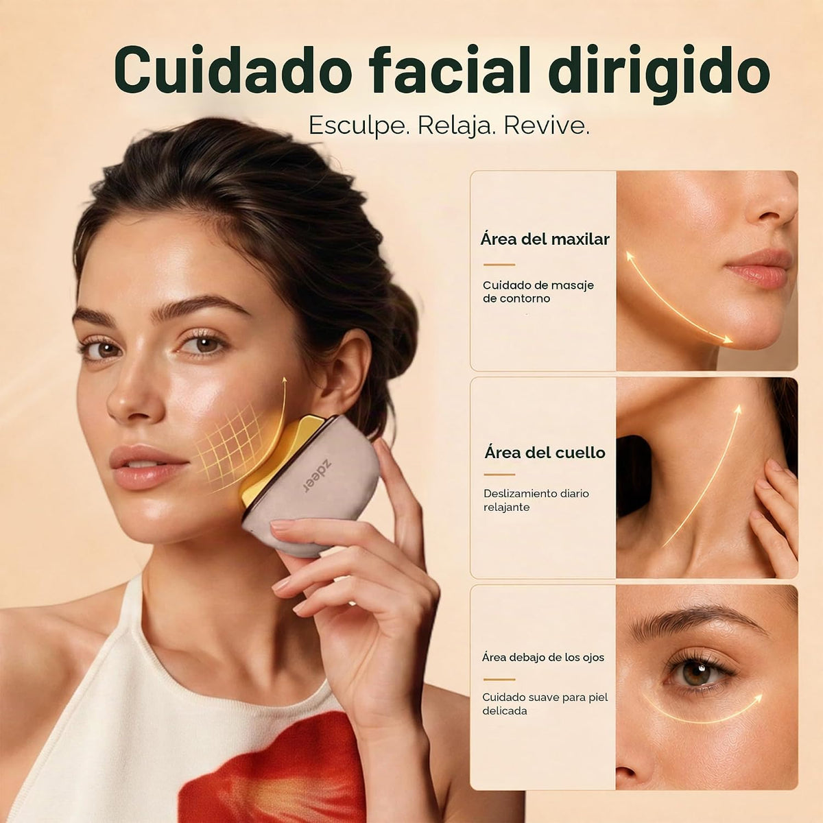 ZDEER GS5 - Herramienta eléctrica calentada Gua Sha, masajeador fac...
