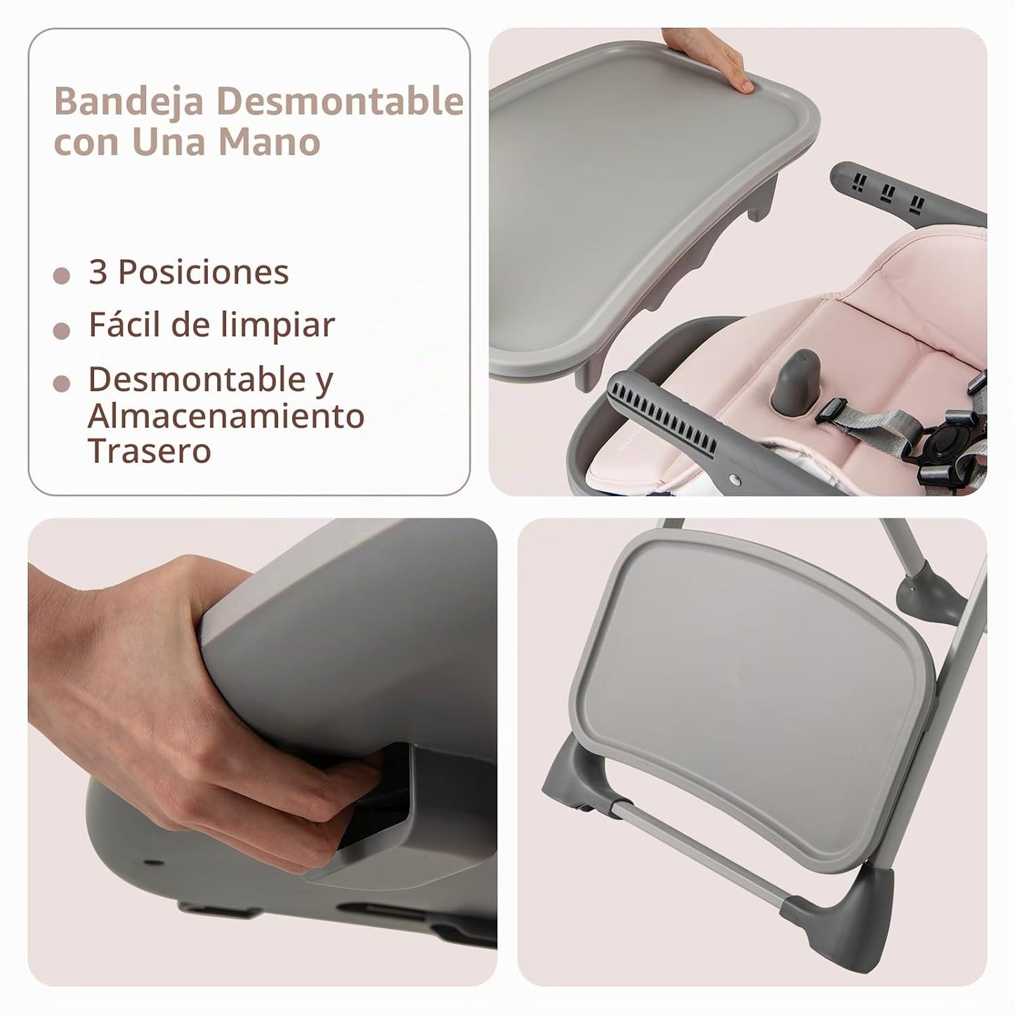 INFANS - Silla alta para bebé, silla alta convertible plegable port...