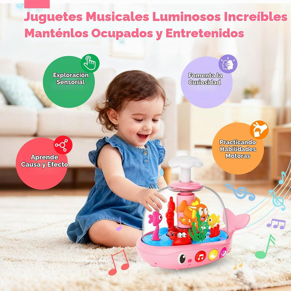 Juguetes para bebé niña de 6 a 12 meses: Juguete musical iluminado...