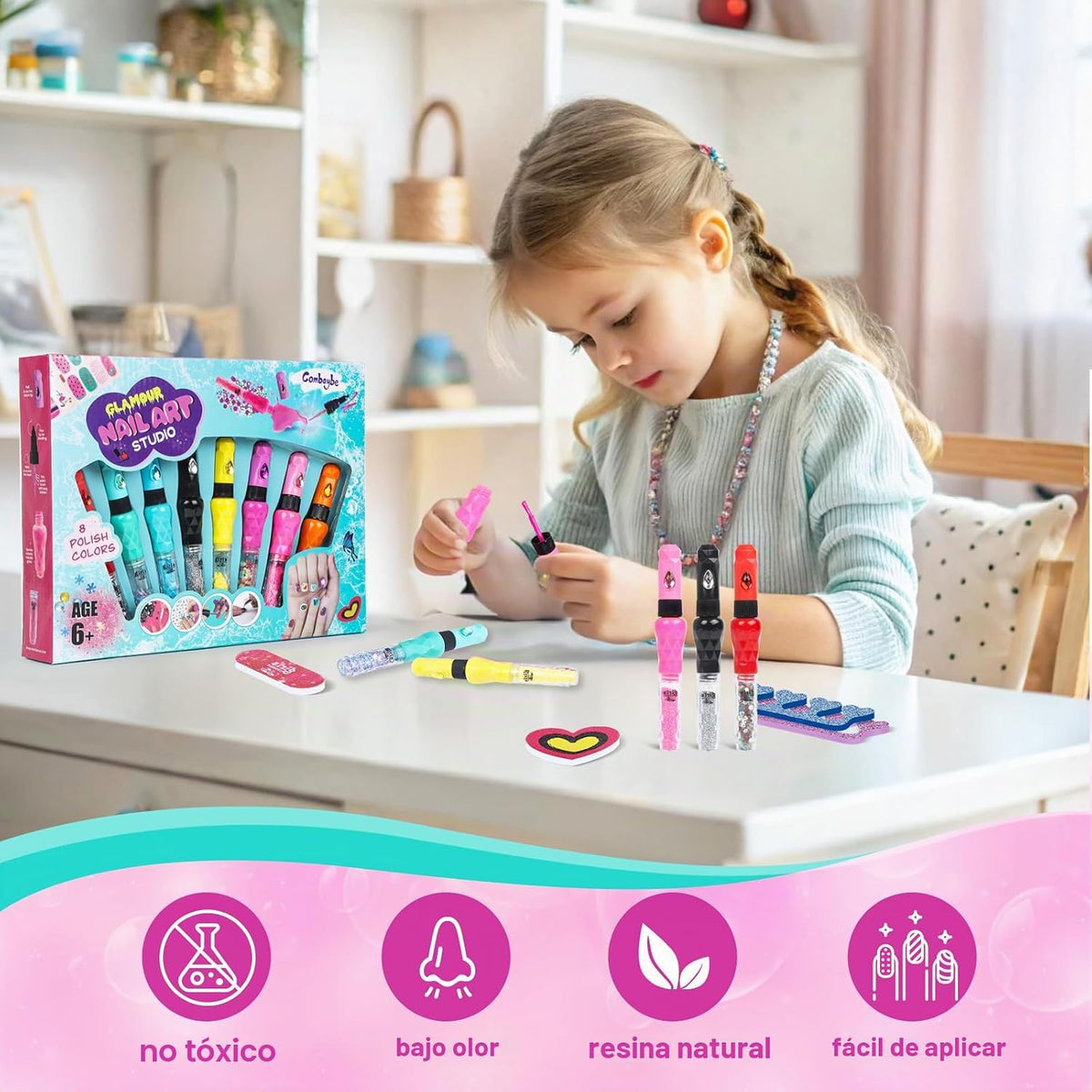 Juego de 8 bolígrafos de arte de uñas para niños, esmalte de uñas n...