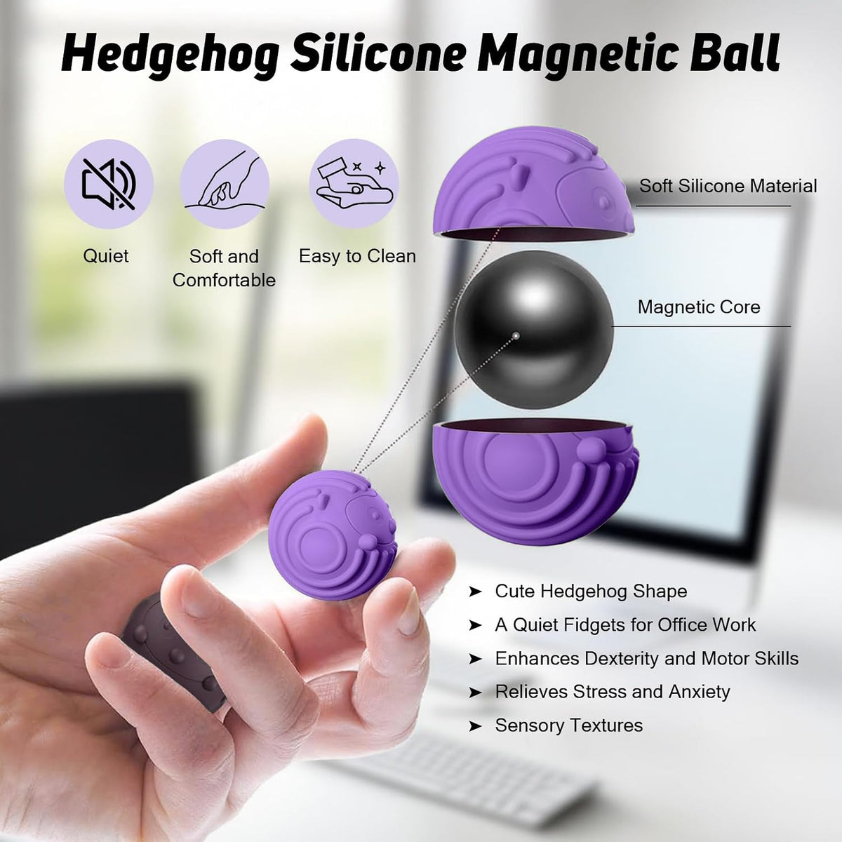 RYACO Pelotas magnéticas de silicona, paquete de 4 juguetes para al...