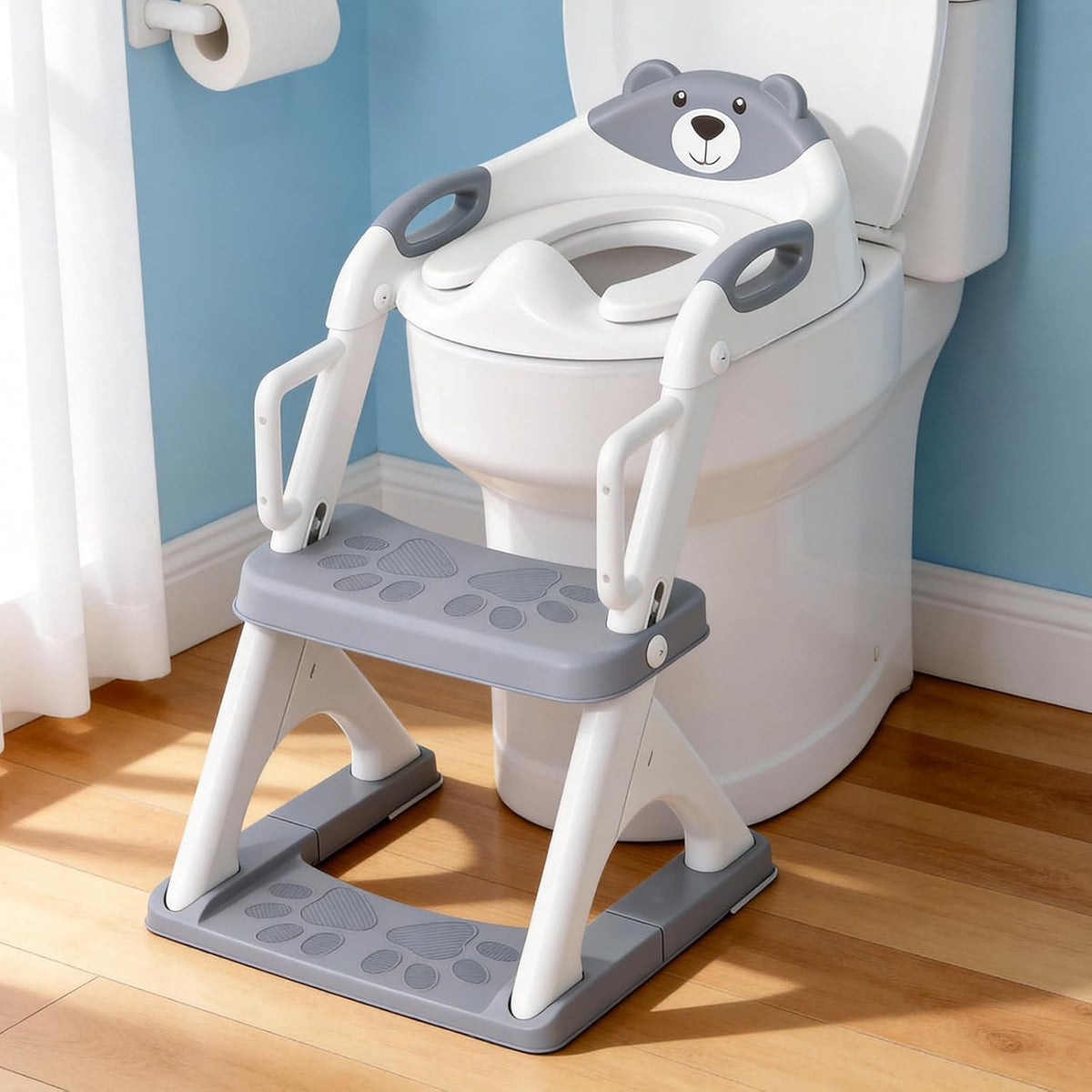 Reposabrazos de seguridad mejorados para asiento de inodoro 2 en 1...
