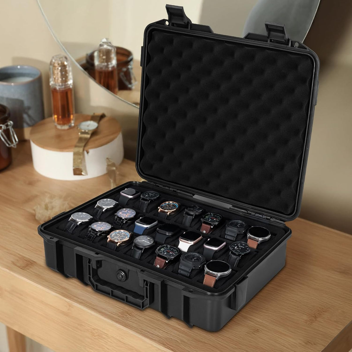 FREEAMG Estuche de viaje para reloj con 21 ranuras para hombres, ca...