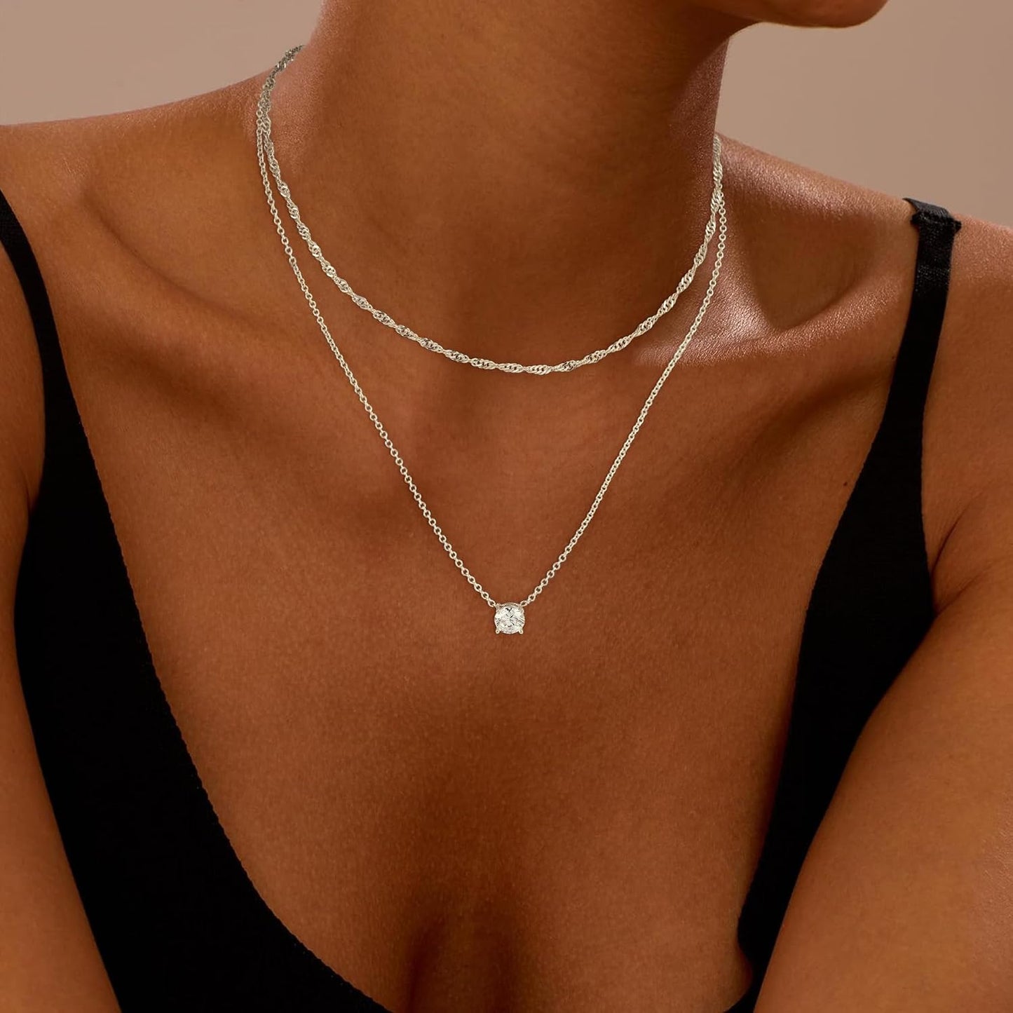 Treasure Bender Collar de oro delicado para mujer sin deslustre, co...