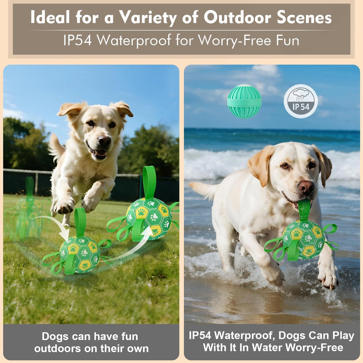 Qraxond Juguetes interactivos para perros, pelota de fútbol para pe...