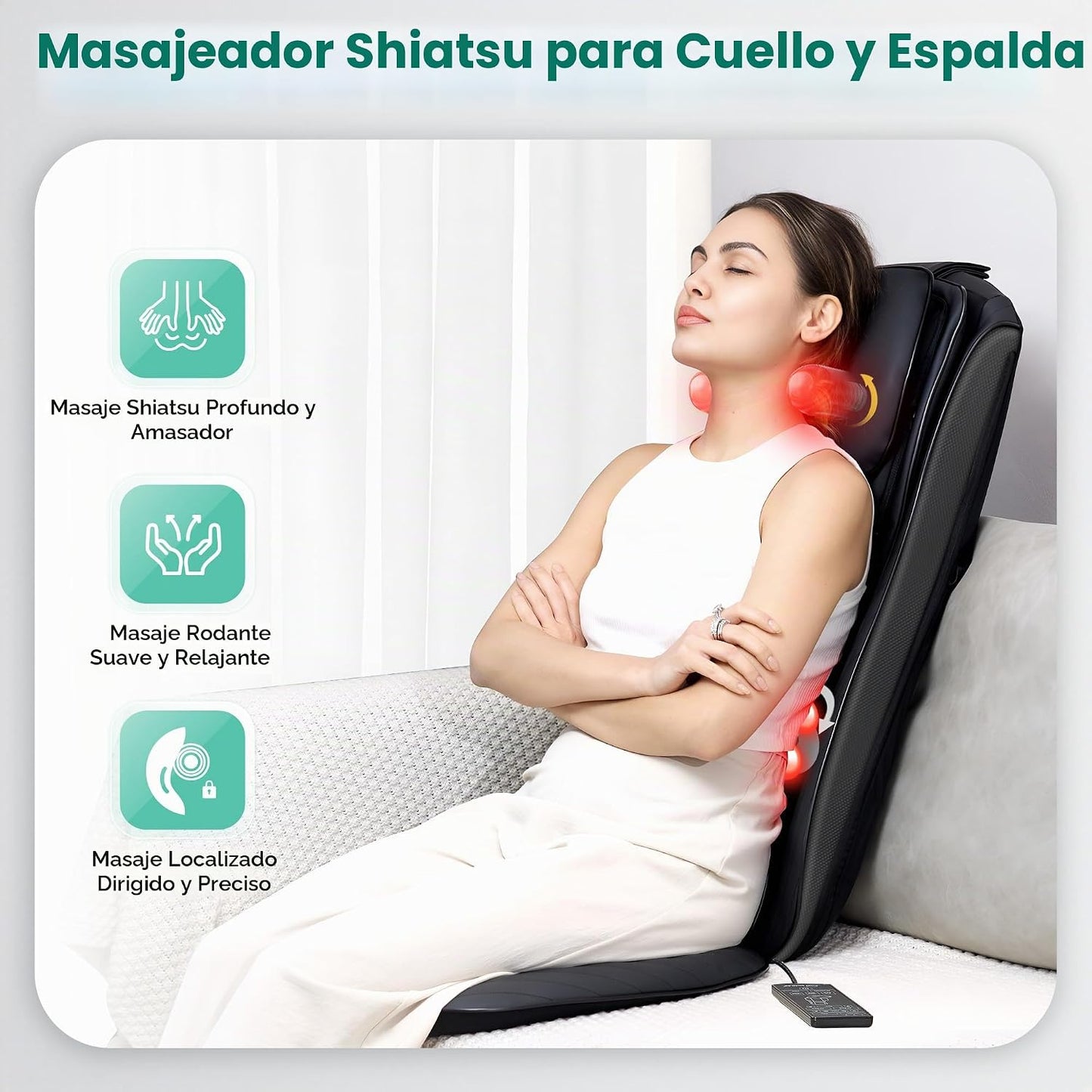 Snailax Masajeador Shiatsu de espalda y cuello 2026 con calor, almo...