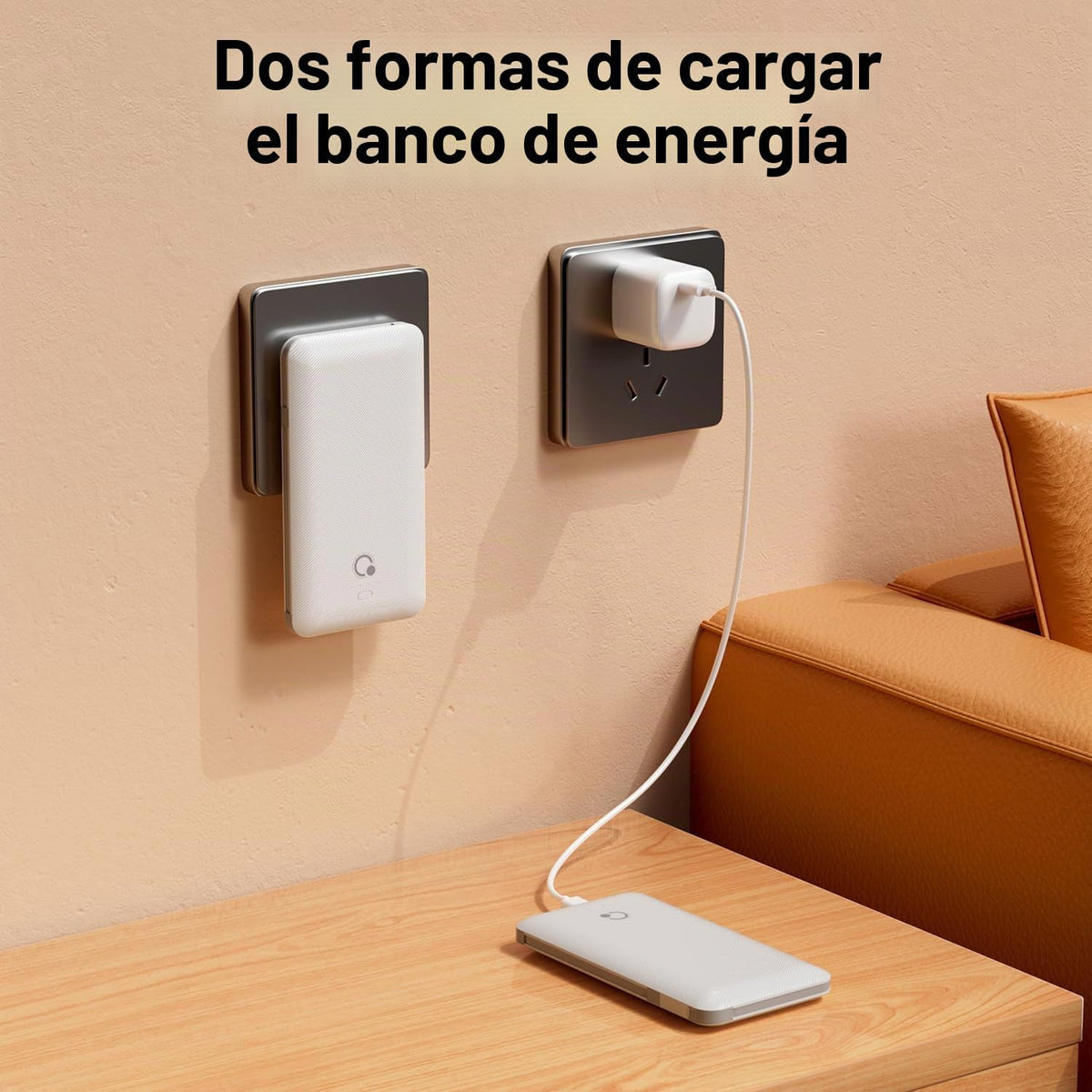 Cargador portátil con cables integrados y enchufe de pared de CA, b...