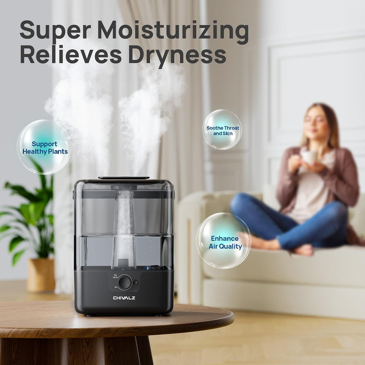 CHIVALZ Humidificadores para dormitorio habitación grande, humidifi...
