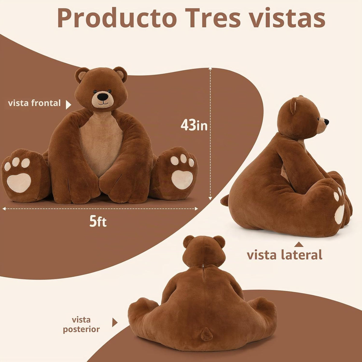 MaoGoLan Oso de Peluche Gigante Animal de Peluche, Cabeza Pequeña Ú...