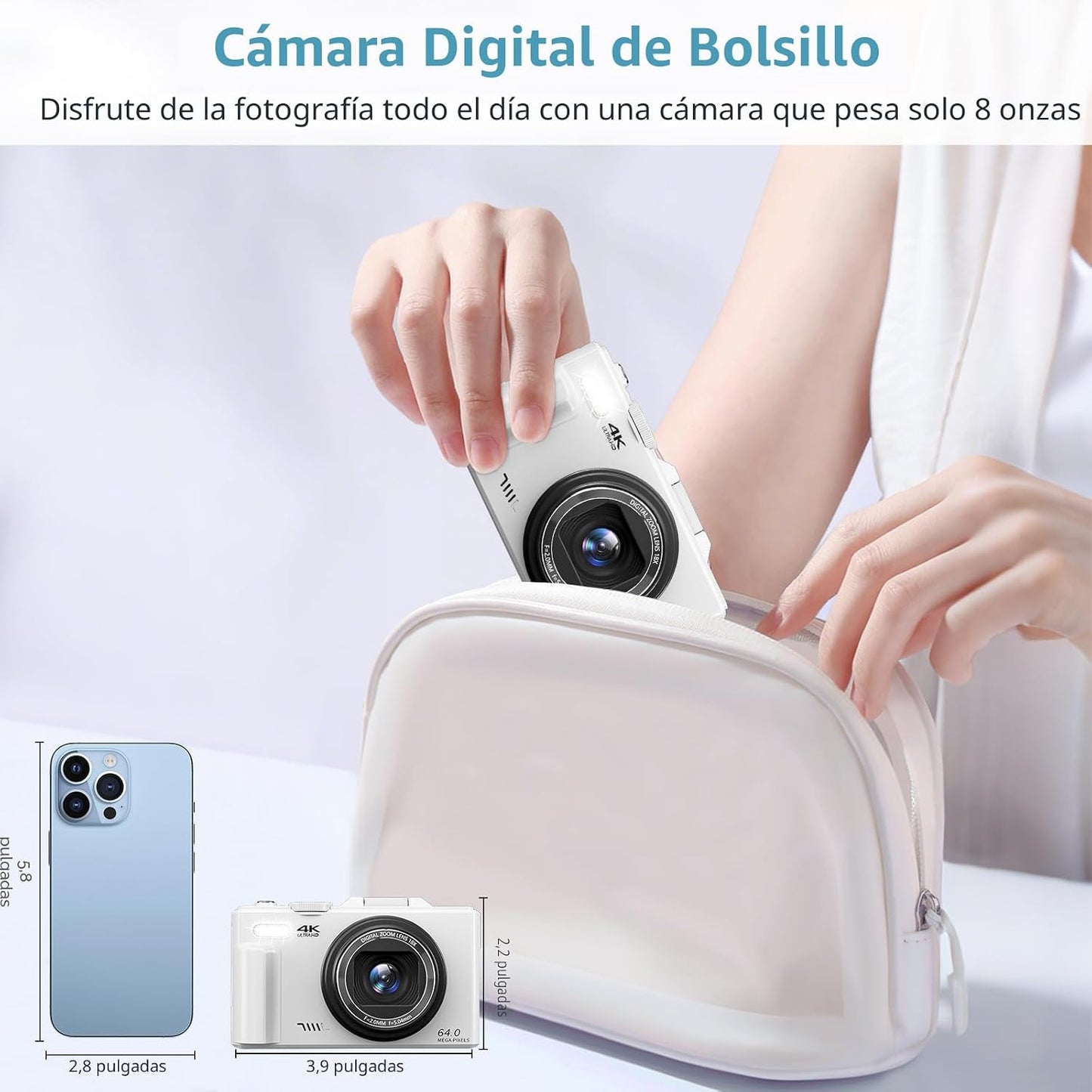 Cámara Digital 4K para Fotografía, Cámara de Vlogging de 64MP para...