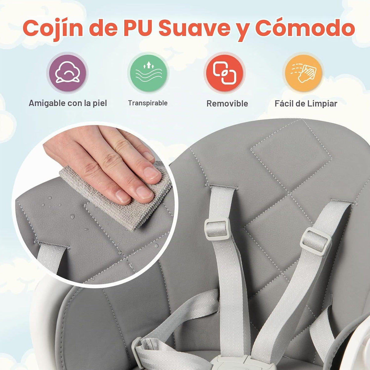 HONEY JOY Silla alta para bebé, silla alta convertible 6 en 1 de ma...