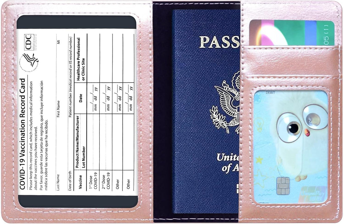 Funda para Pasaporte Tipo Cartera con Bloqueo RFID de Cuero Ranura...