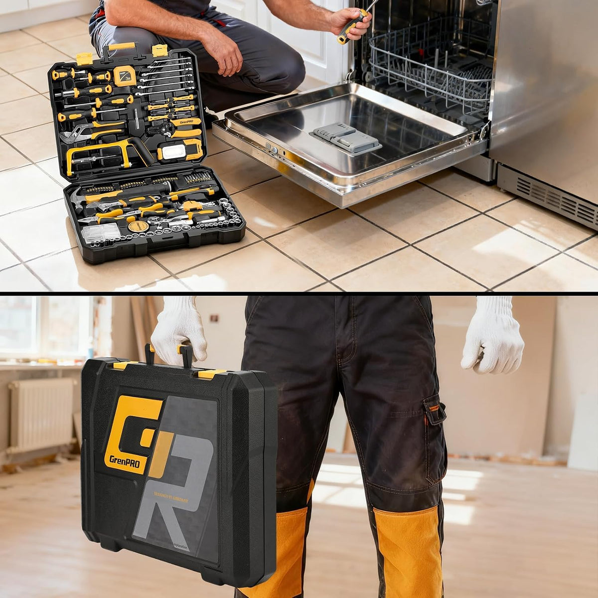 GRENPRO - Kit de herramientas de 218 piezas para el hogar, caja de...