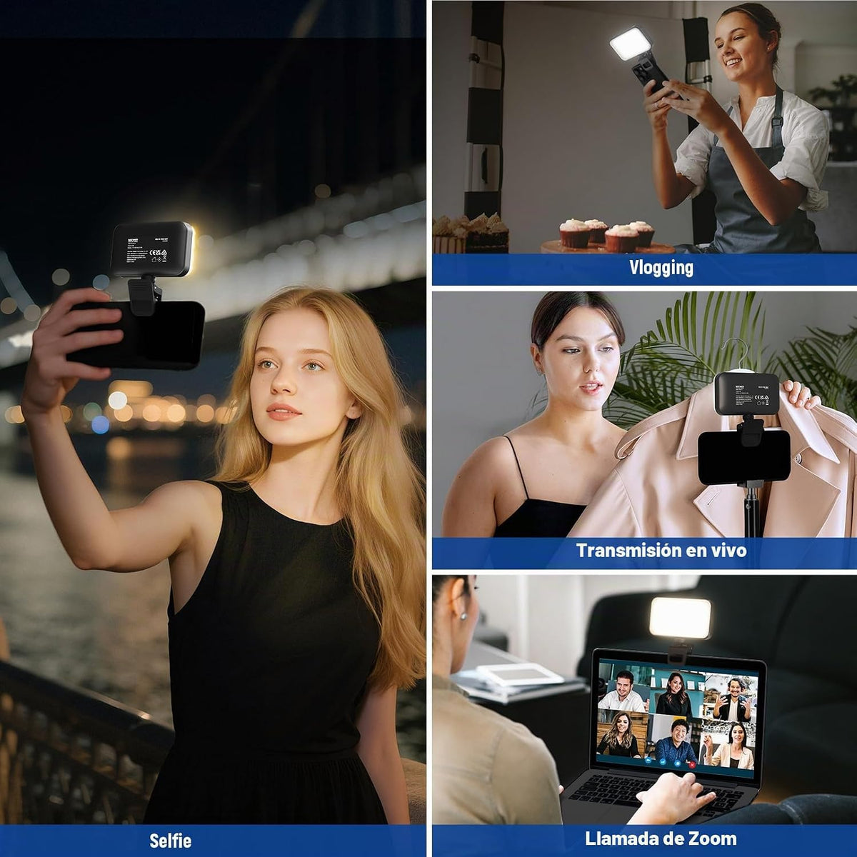 NEEWER Luz LED para selfie de nivel de entrada, 54 LED con clip de...