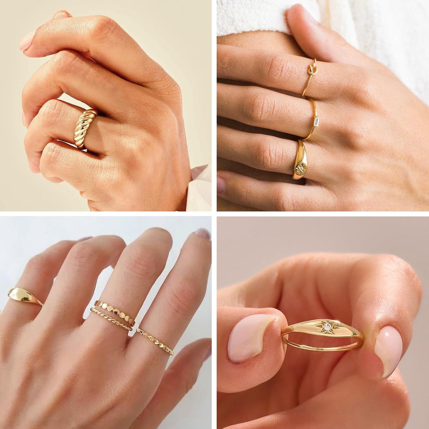 FAXHION Juego de 25 anillos apilables de oro para mujer, anillo de...