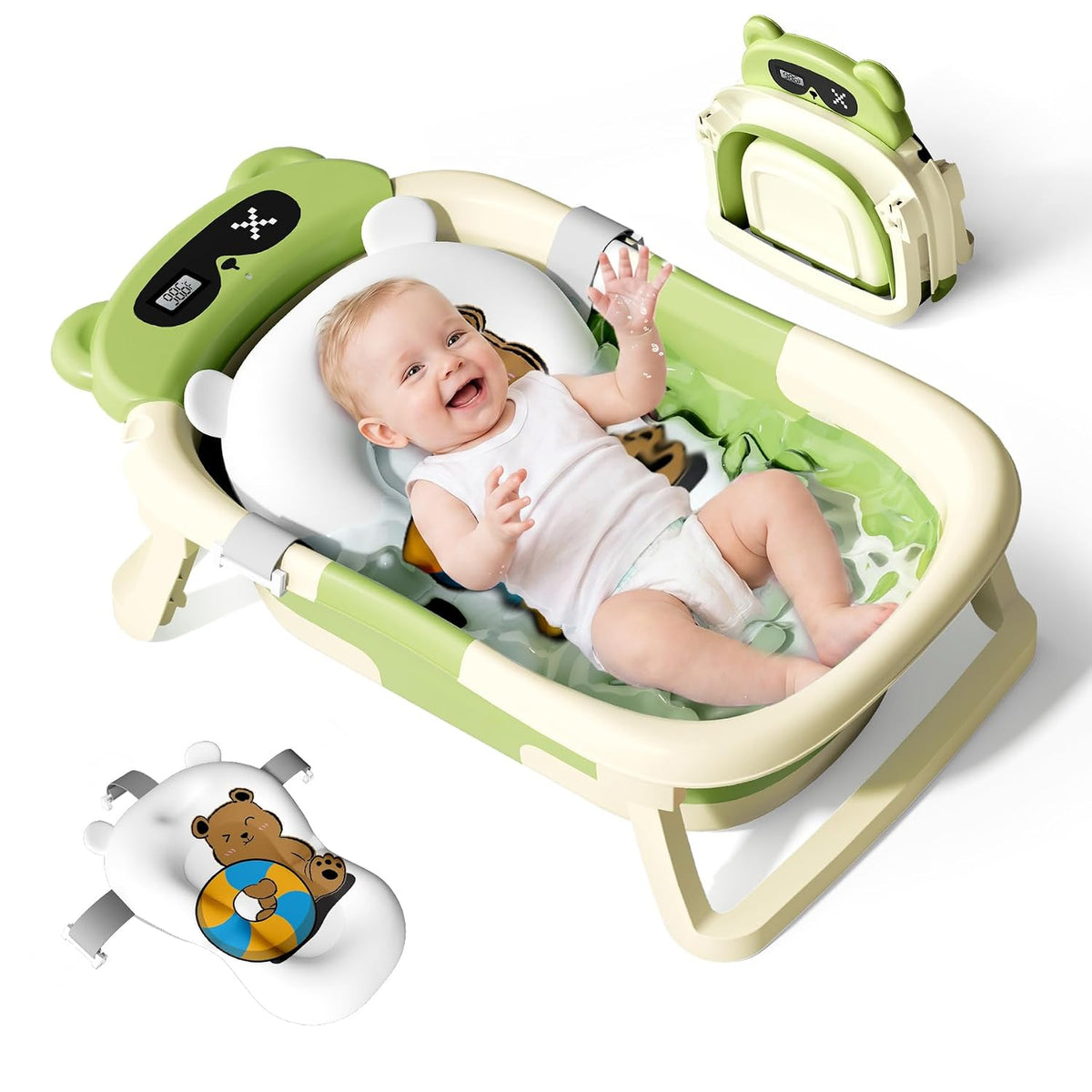 Kerbwry Bañera plegable para bebés recién nacidos y niños pequeños...
