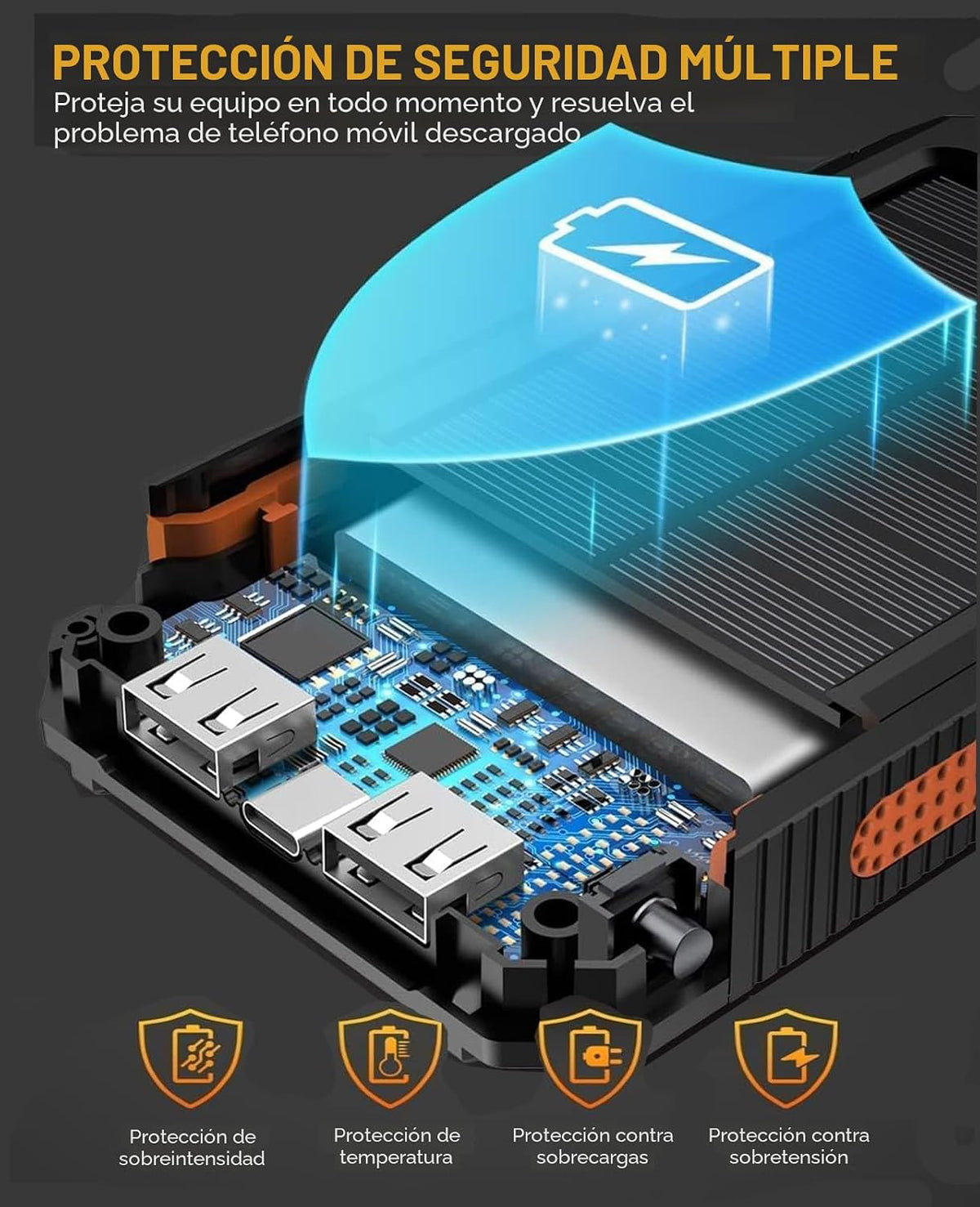 Banco de energía solar de 38800 mAh, cargador portátil, 4 cables, 4...