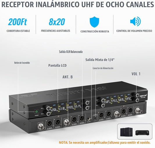 Phenyx Pro Sistema de Micrófono Inalámbrico, Set de Micrófono Inalá...