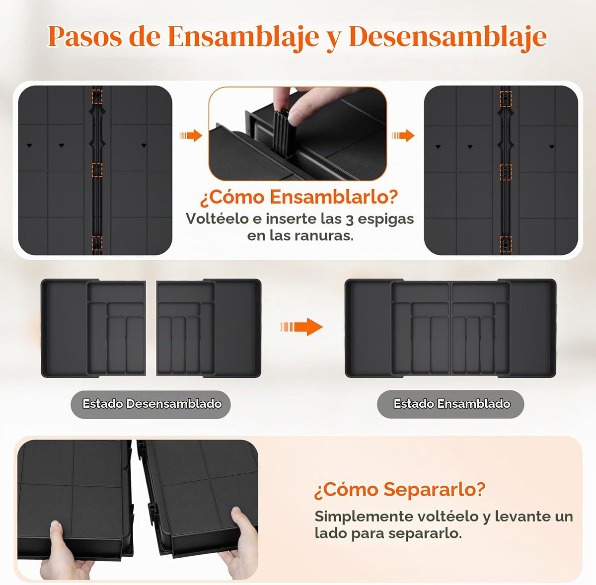 Lifewit Organizador grande de cubiertos para cajón, expandible de 2...