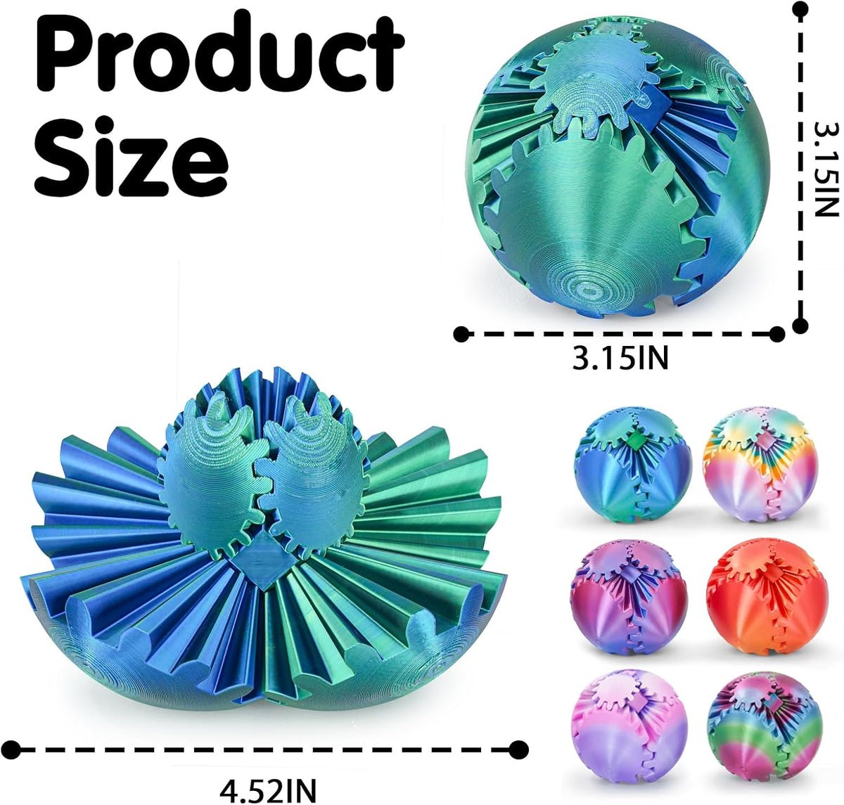 Bola de engranaje 3D impresa cubo Fidget Toy Toy Sphere Fidget Toys...
