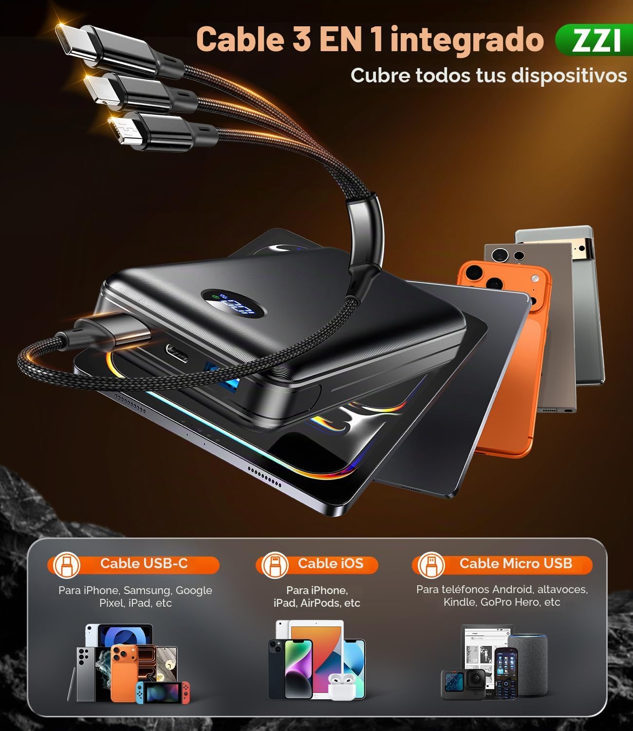Cargador Portátil Banco de Energía, Paquete de Batería de 60000mAh...