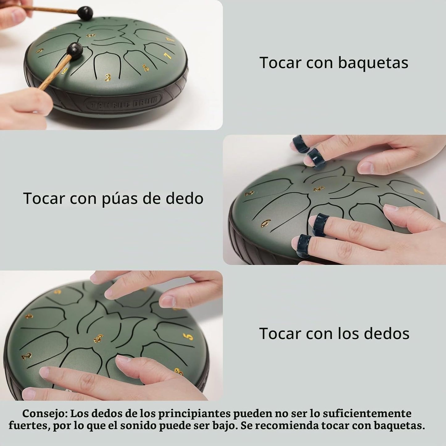 JYTMUS Tambor de lluvia de lengua de acero de 11 notas de 6" pa...